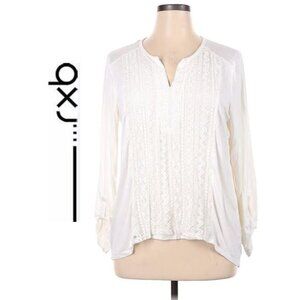 RXB, Boho long sleeve ivory embroidered blouse